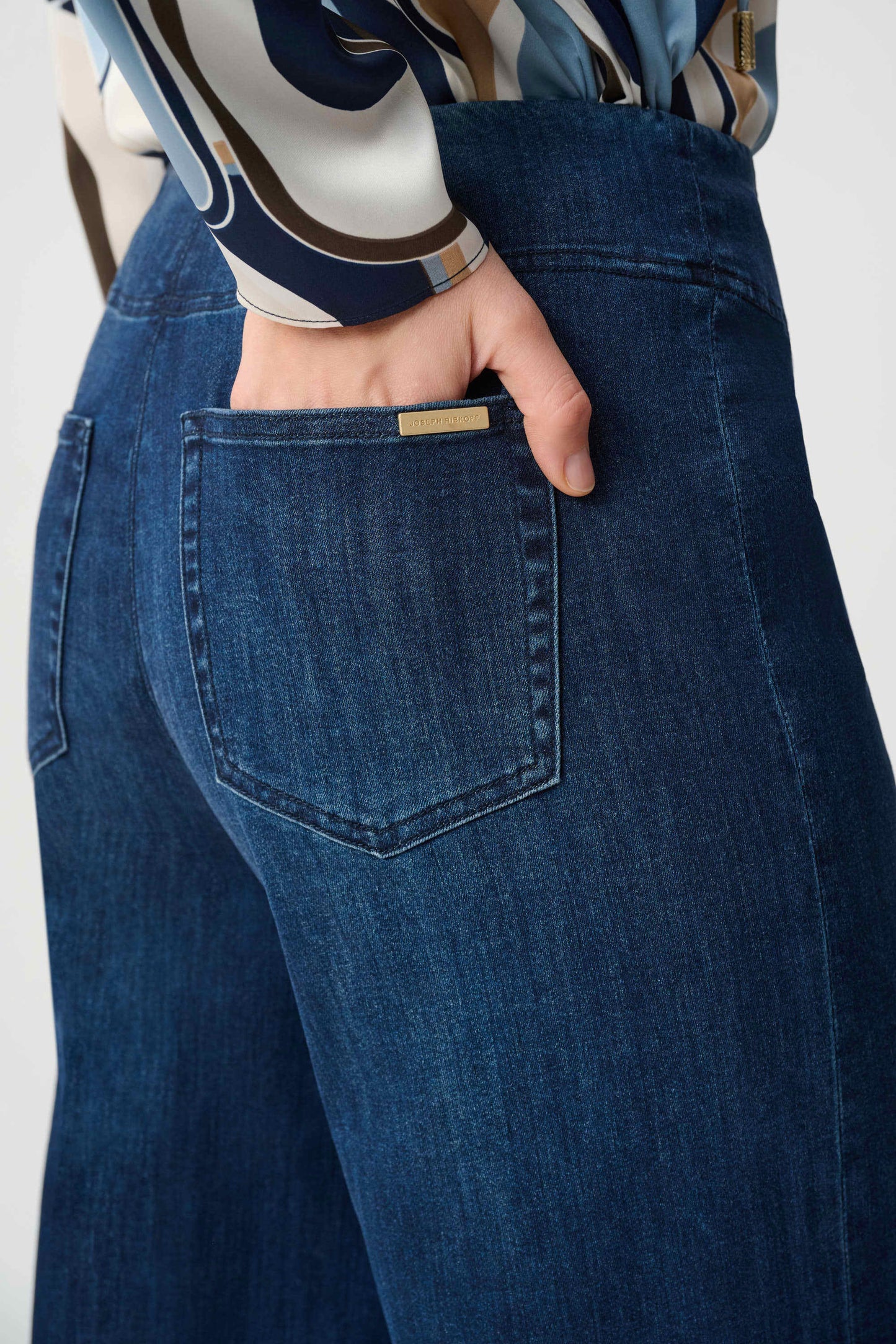 Joseph Ribkoff Denim Palazzo High-Rise Pull-On Jeans - Sizes: 14