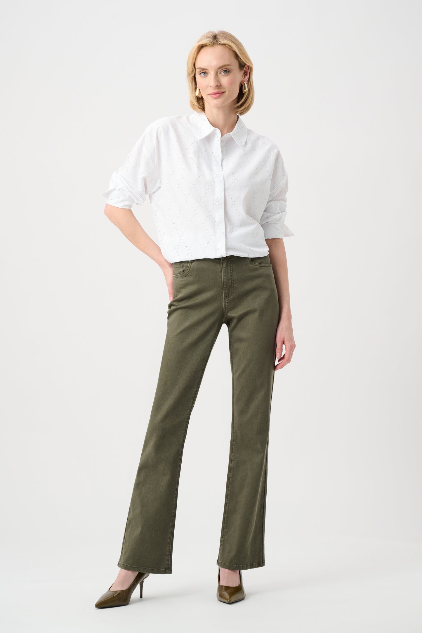 Joseph Ribkoff Blouse With All-Over Rhinestone Detail - Vanilla - Sizes: XS S M L XL
