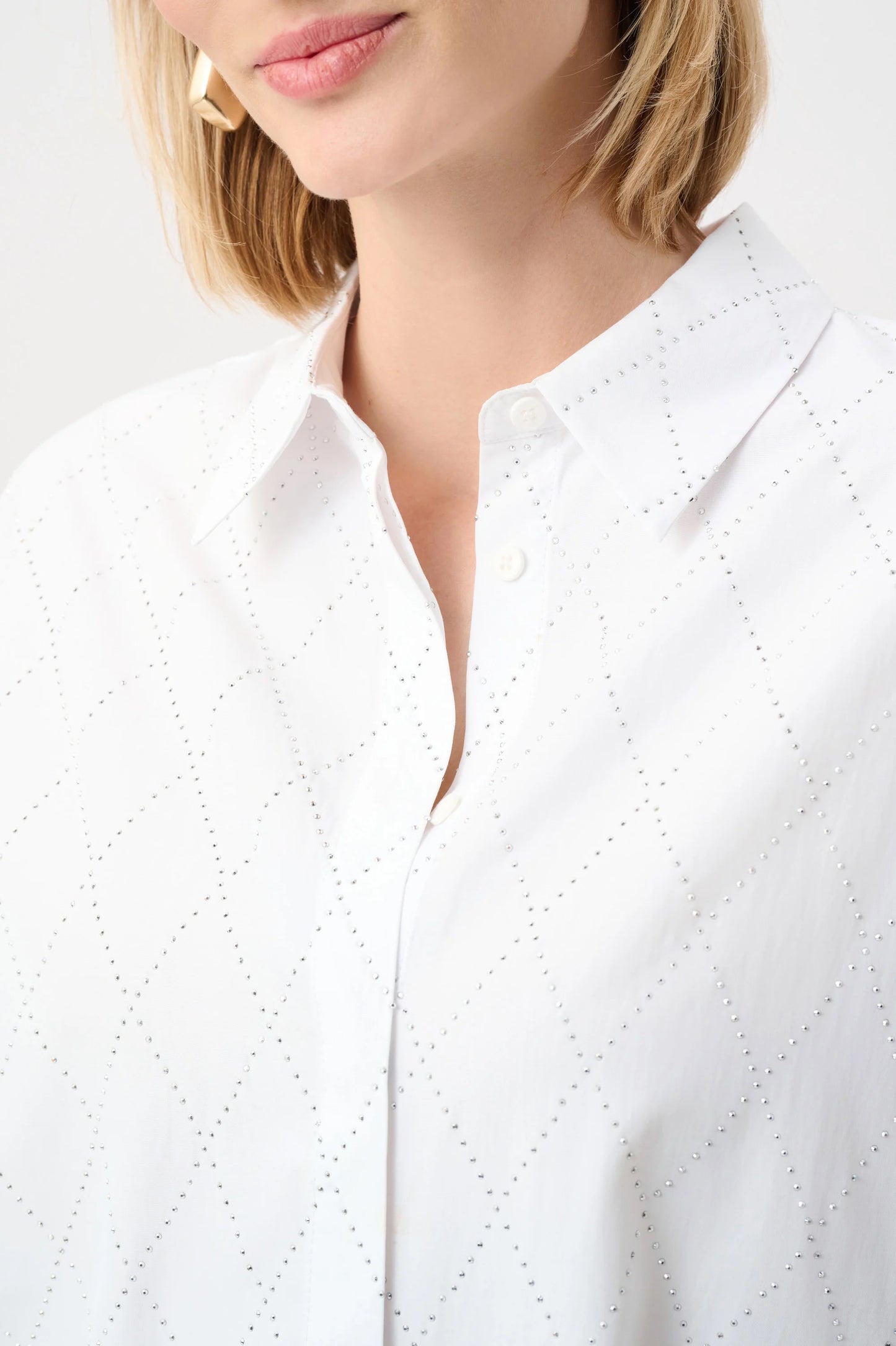 Joseph Ribkoff Blouse With All-Over Rhinestone Detail - Vanilla - Sizes: XS S M L XL