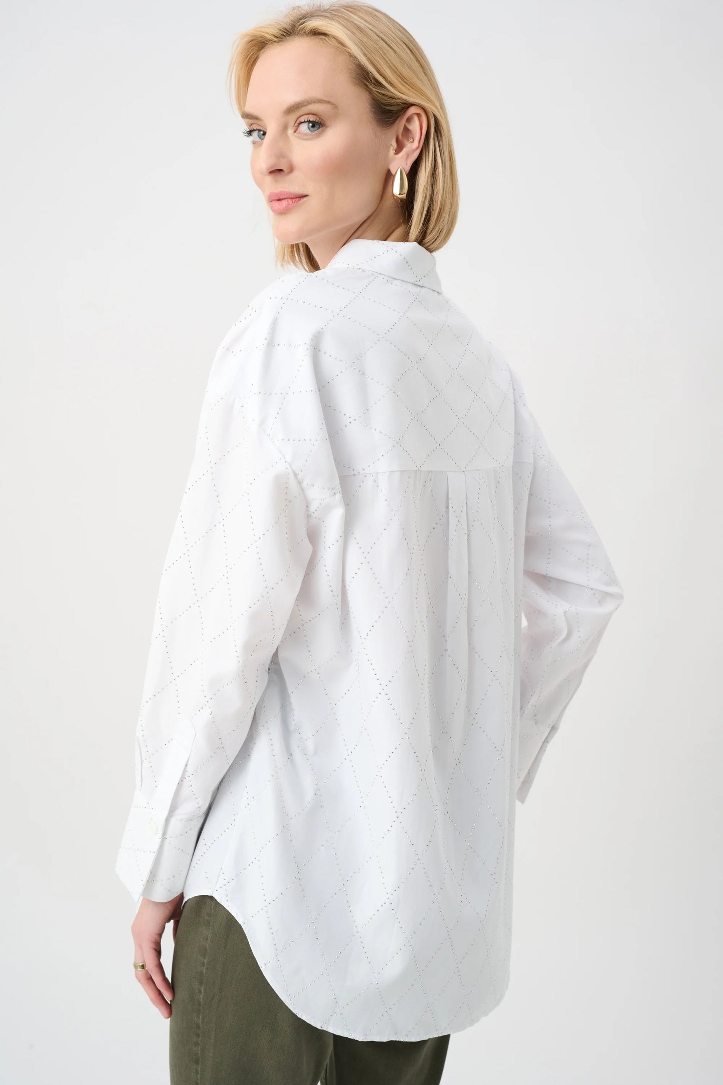 Joseph Ribkoff Blouse With All-Over Rhinestone Detail - Vanilla - Sizes: XS S M L XL