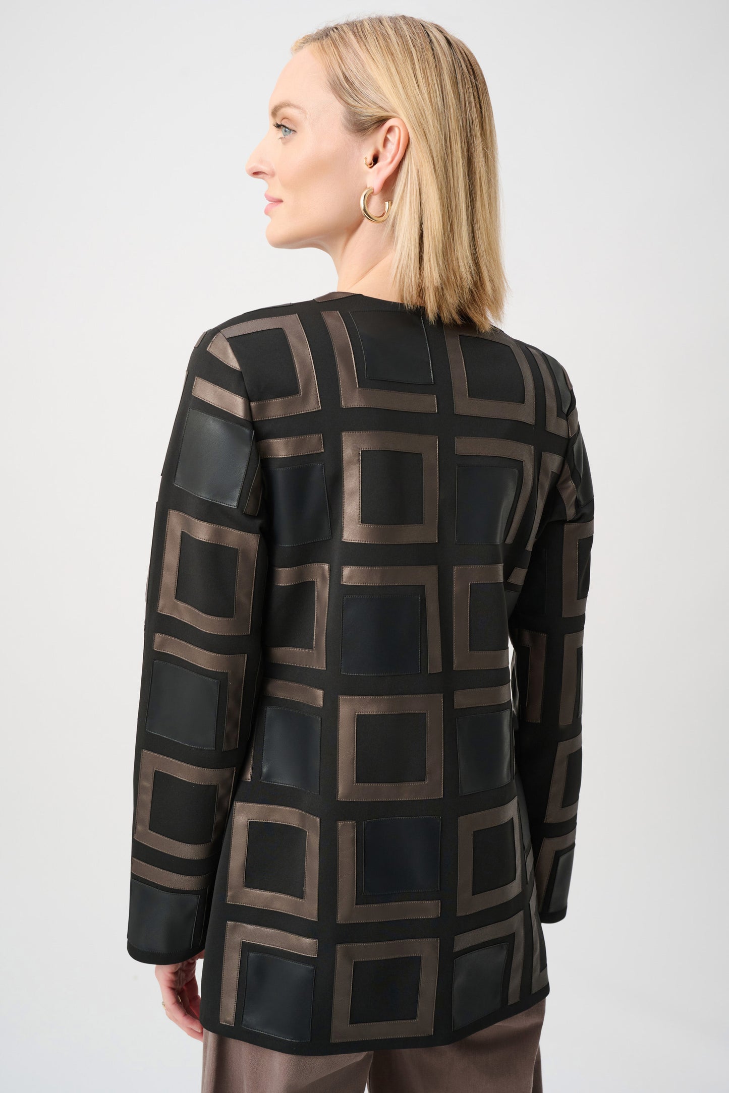 Joseph Ribkoff Leatherette Two-Tone Jacket - M L