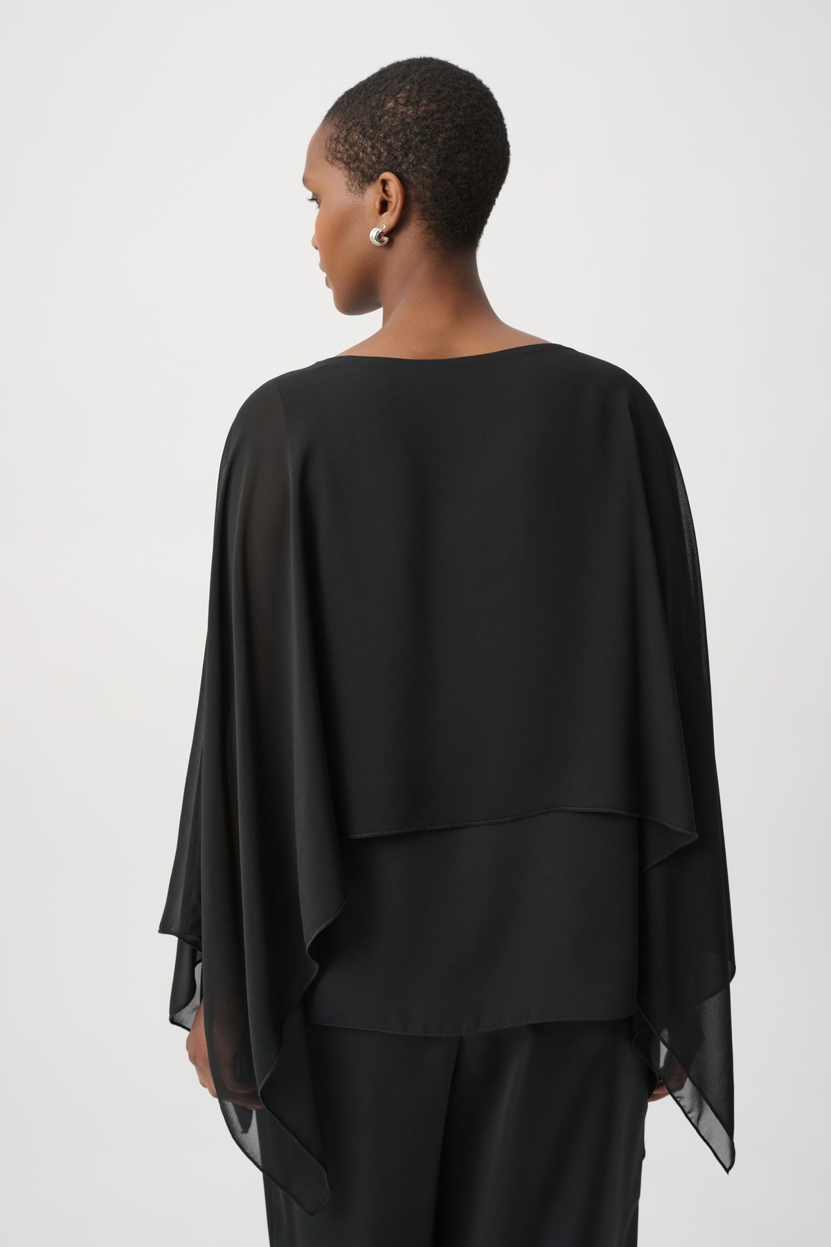 Joseph Ribkoff Rhinestone-Embellished Chiffon Poncho - M L XL