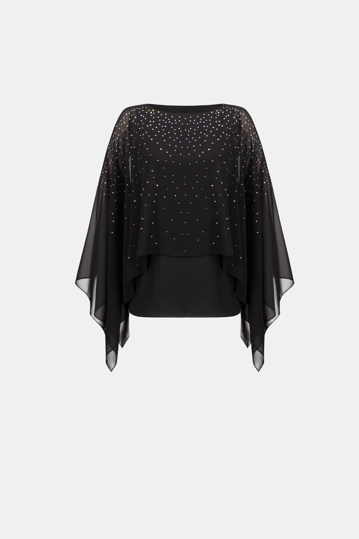 Joseph Ribkoff Rhinestone-Embellished Chiffon Poncho - M L XL