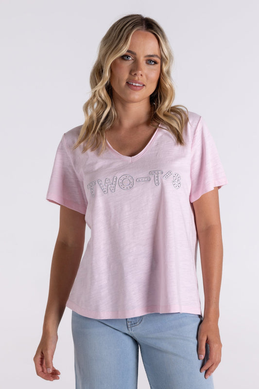 Two-T's     Crystal Logo Tee   -   Pink   -   Sizes:  8  12