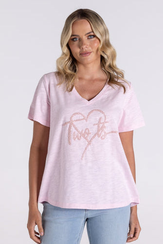 Two -T's    Heart Logo Tee   -   Pink   -   Sizes:  14