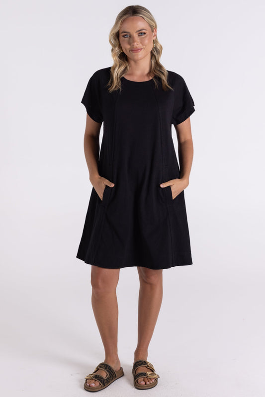 Two - T's   Cotton Tee Dress   Black     -    Sizes:  8
