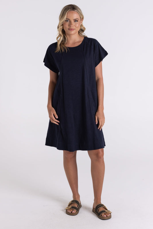 Two-T's     "Cotton Tee Dress"    Navy    -    Sizes:  8