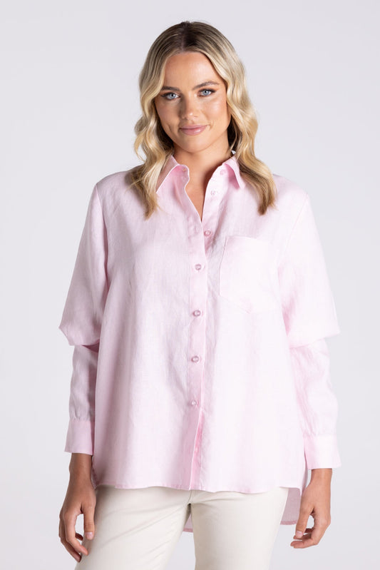 Two-T's      Linen Shirt   Pale Pink   -   Sizes:  10