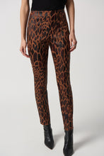 Load image into Gallery viewer, Joseph Ribkoff    Faux Suede Slim Pant    Chocolate Animal Print   -   Sizes: 10  12