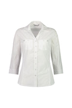 Load image into Gallery viewer, Vassalli    Shirt w Ribbed Panels   White   -   Sizes:   14  16