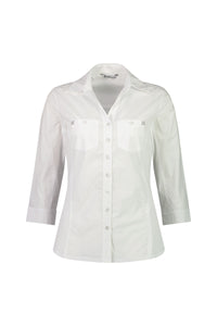 Vassalli    Shirt w Ribbed Panels   White   -   Sizes:   14  16