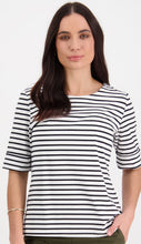 Load image into Gallery viewer, Vassalli   Boat Neck Elbow Tee   White/Black  -   Sizes:  12