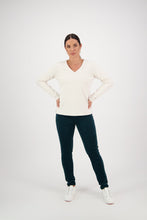 Load image into Gallery viewer, Vassalli  Pearl Cotton Ribbed Long Sleeve Tee Top - Sizes: 8  10  12  14  16