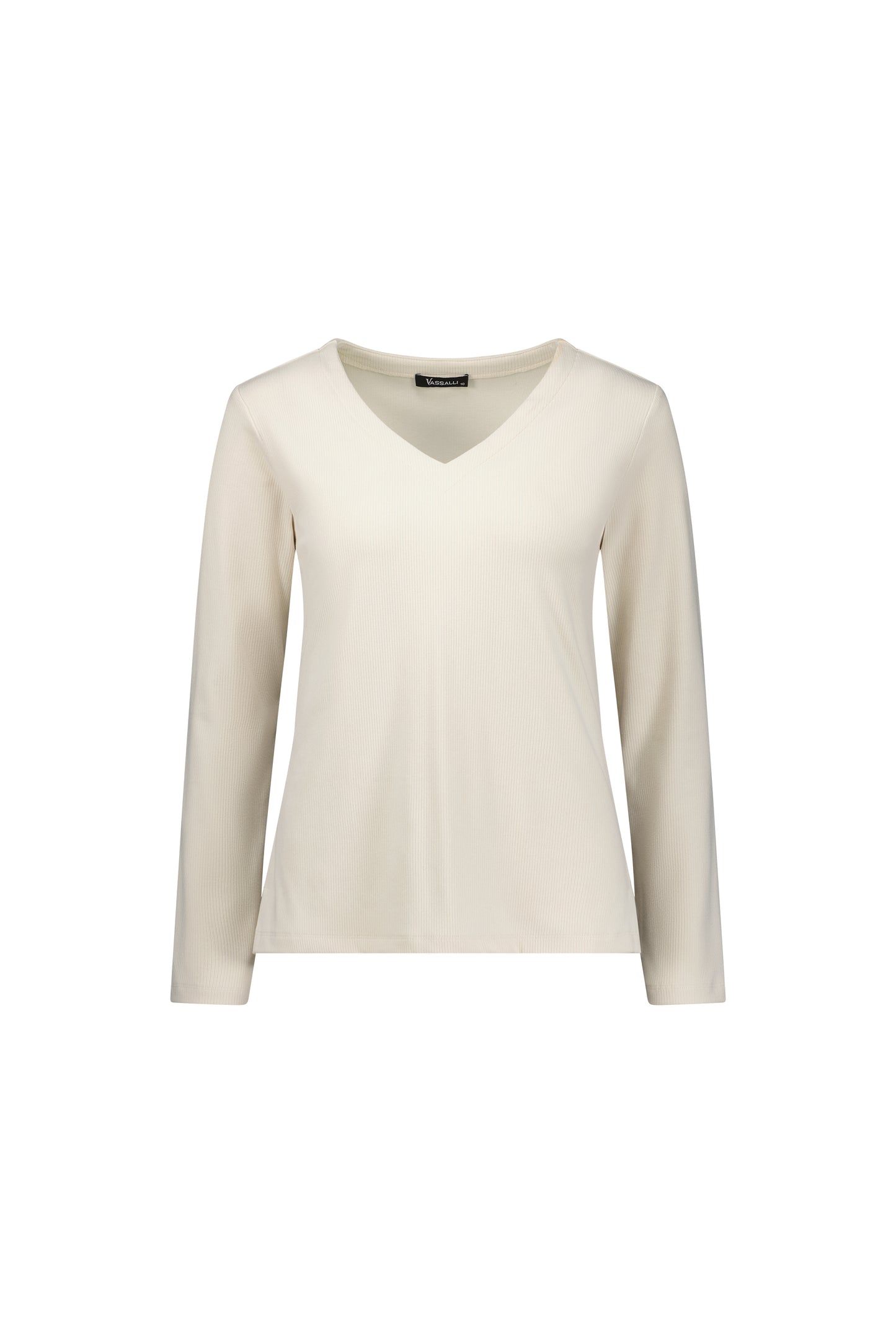 SALE  Vassalli      Ribbed Long Sleeve Tee Top    Pearl    -    Size:  16