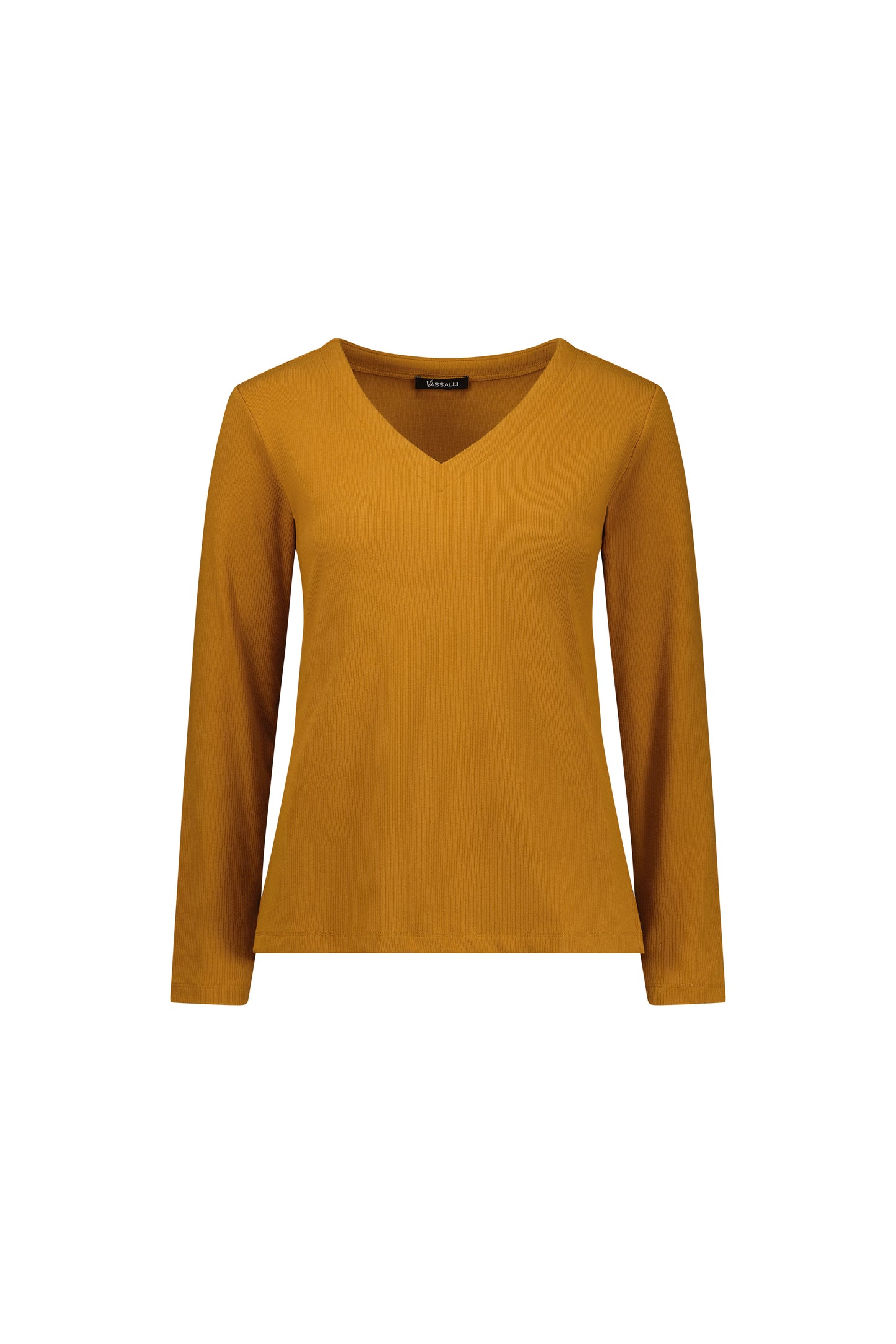 SALE   Vassalli    Ribbed L/S V Neck Tee Top   Tobacco   -   Sizes:  8  10   12