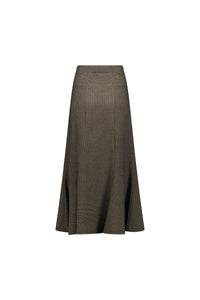 Vassalli  "Logic" Black/Tan Stretch Midi Fluted Skirt - Sizes: 10  12  14