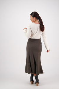 Vassalli  "Logic" Black/Tan Stretch Midi Fluted Skirt - Sizes: 10  12  14