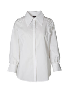 Nu Denmark  "Opeya Blouse" White Long Shirt With Gather Sleeve - Sizes:  M  L  XL
