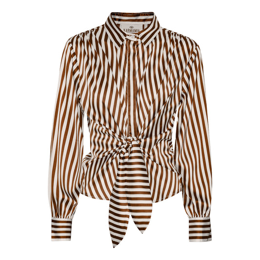 Karmamia 'Lee Shirt'- Tan/White Stripe - Sizes: S  M L XL