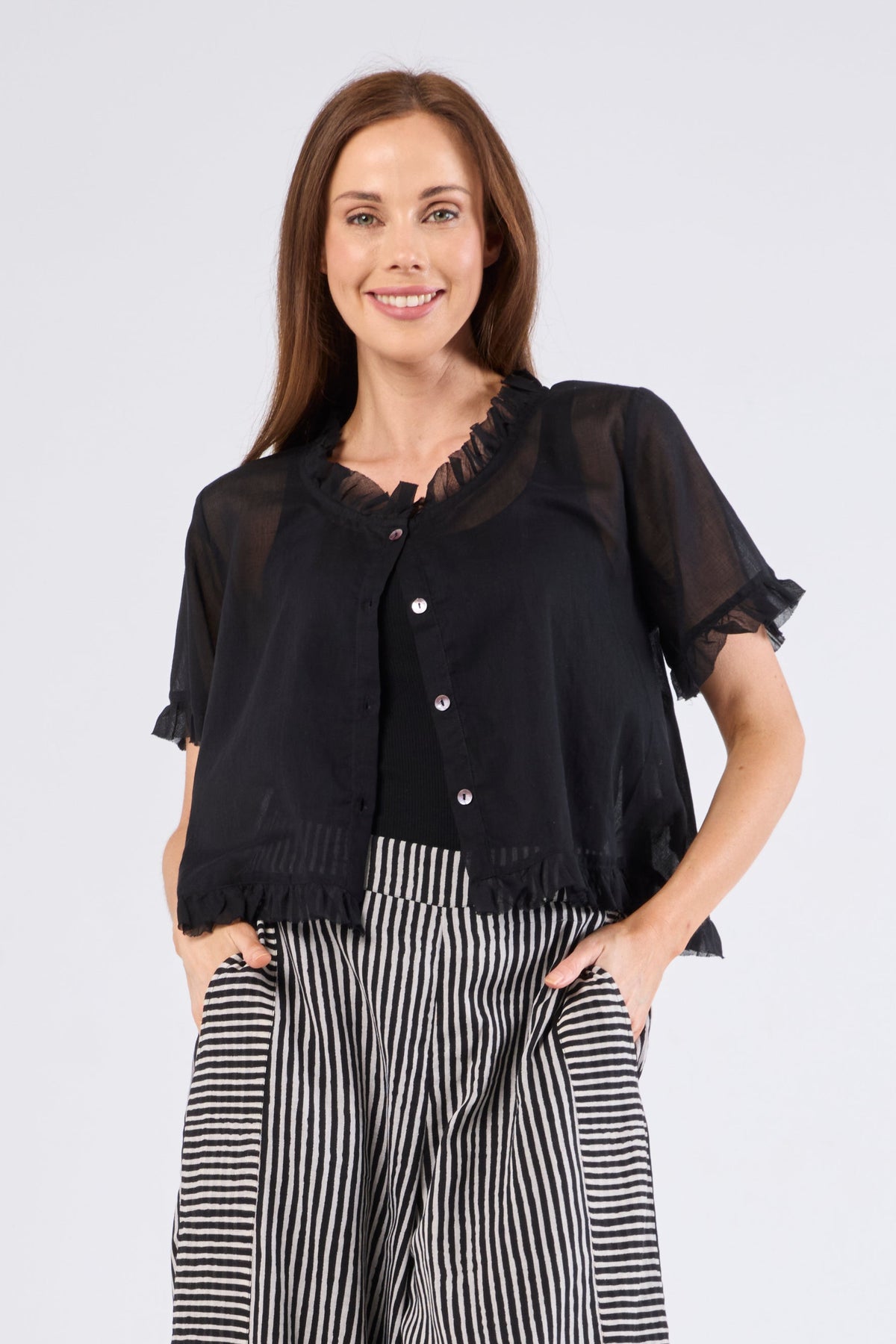 Au Hasard D'un Voyage Lightweight Cardi - Black - Sizes: XS S M L XL