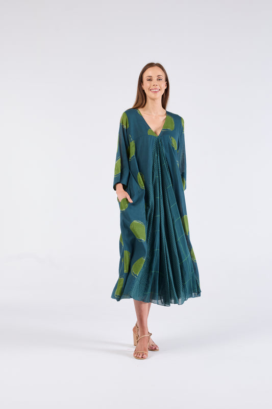 Au Hasard D'un Voyage Emerald Green with Chartreuse Spots - Sizes: S  L XL