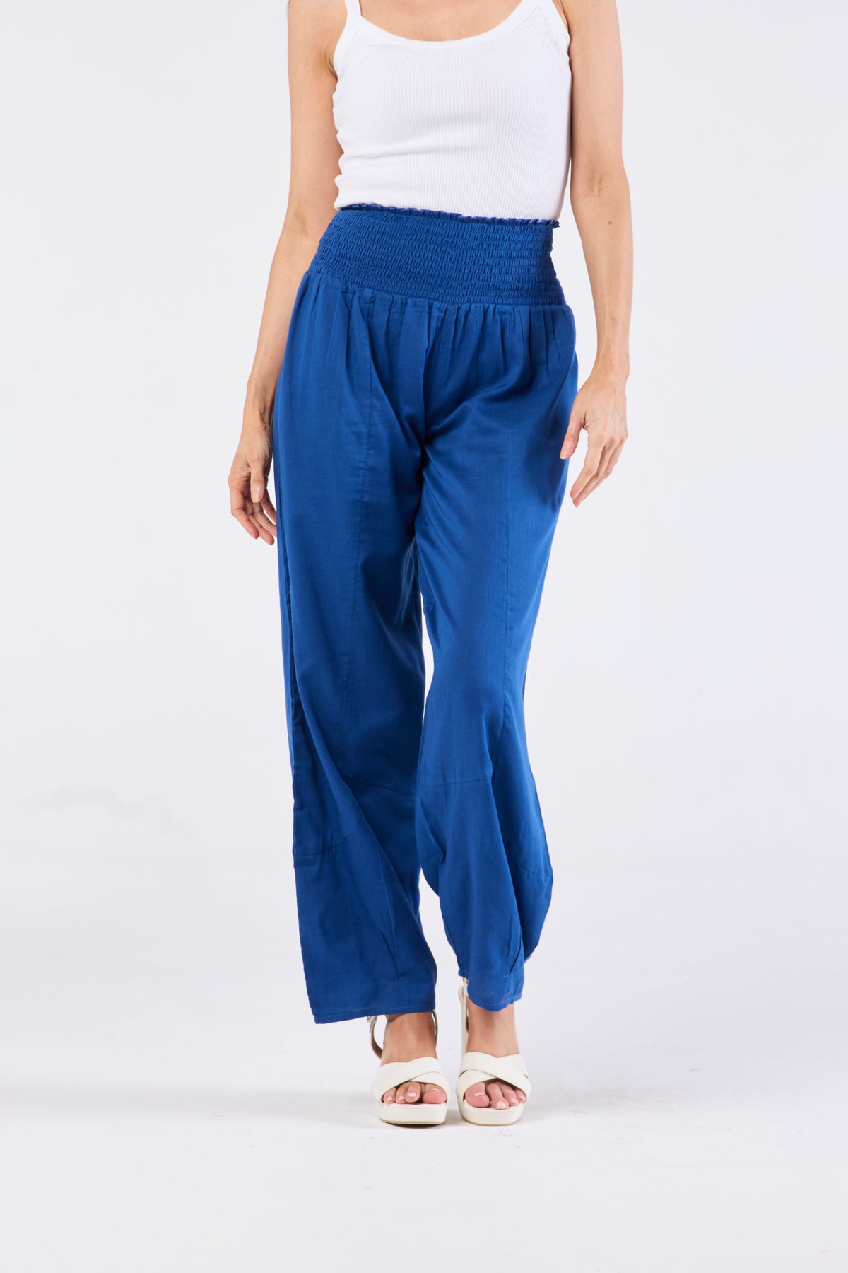 Au Hasard D'un Voyage Cobalt Pant with pleat detail at hem - Sizes: XS S M L