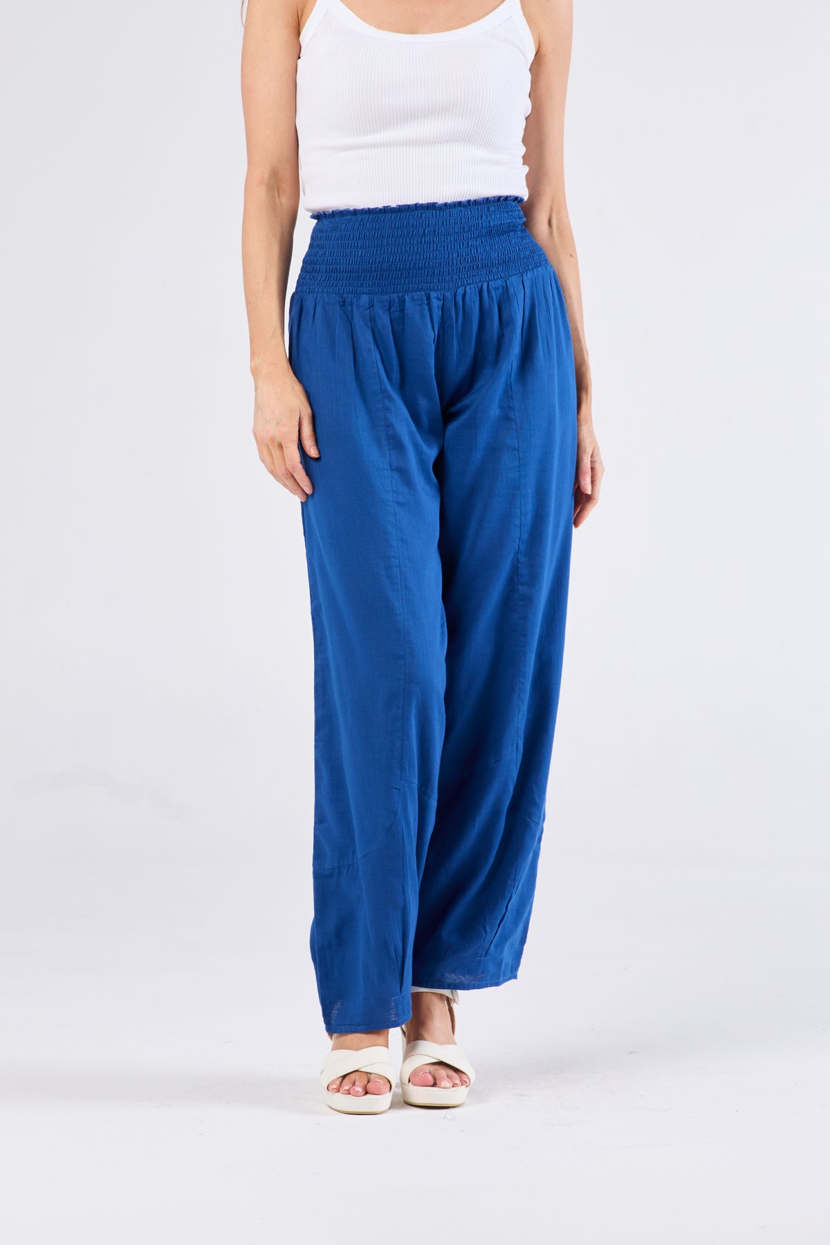 Au Hasard D'un Voyage Cobalt Pant with pleat detail at hem - Sizes: XS S M L