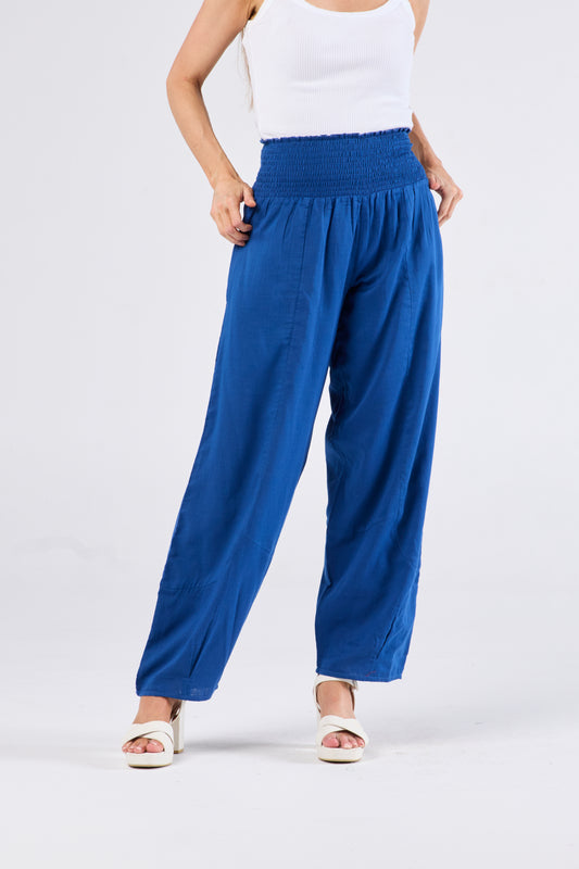 Au Hasard D'un Voyage Cobalt Pant with pleat detail at hem - Sizes: XS S M L