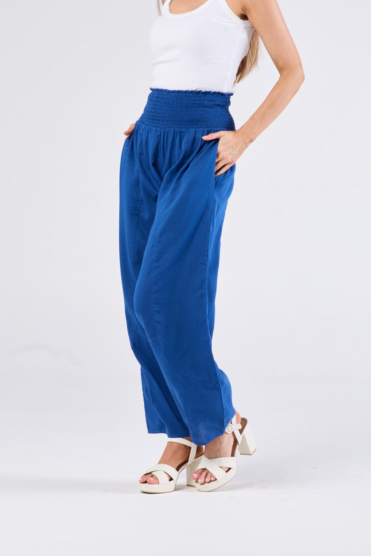 Au Hasard D'un Voyage Cobalt Pant with pleat detail at hem - Sizes: XS S M L