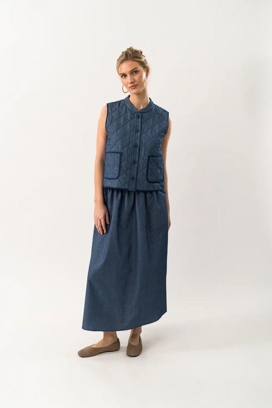 Lolly's Laundry "Akane" Maxi Skirt - Dark Blue - Sizes:  M L XL