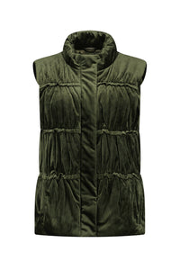 Verge  "Avila Vest" Olive Velveteen Puffer Vest - Sizes:  L  XL