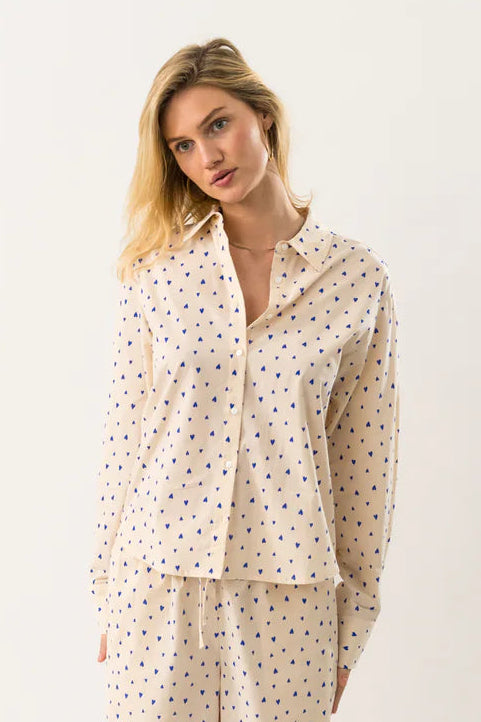 Lolly's Laundry "Bleeker" Shirt - Blue Hearts - Sizes: XS M L XL