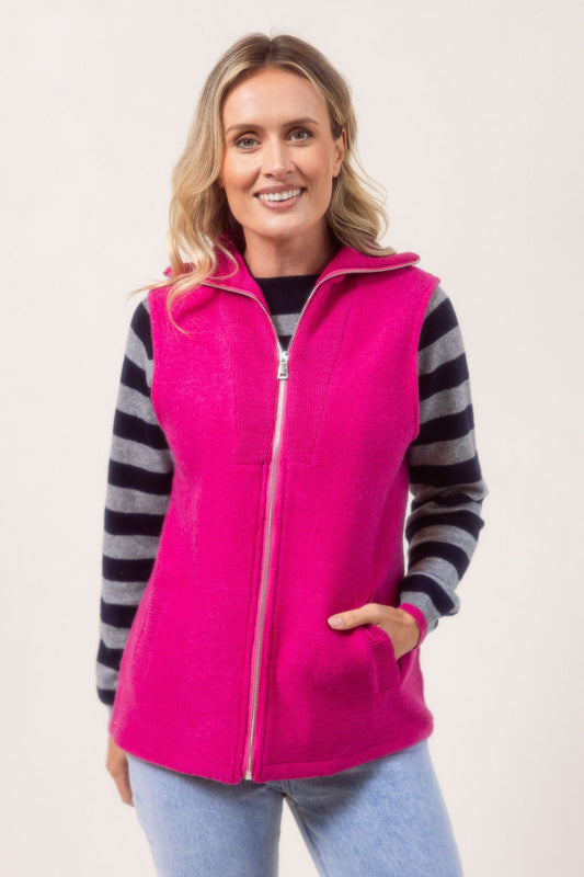 See Saw Boiled Wool Vest - Hot Pink - Sizes: S M L