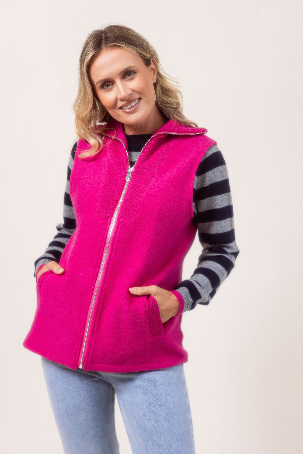 See Saw Boiled Wool Vest - Hot Pink - Sizes: S M L
