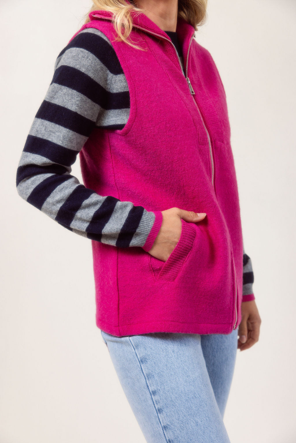 See Saw Boiled Wool Vest - Hot Pink - Sizes: S M L