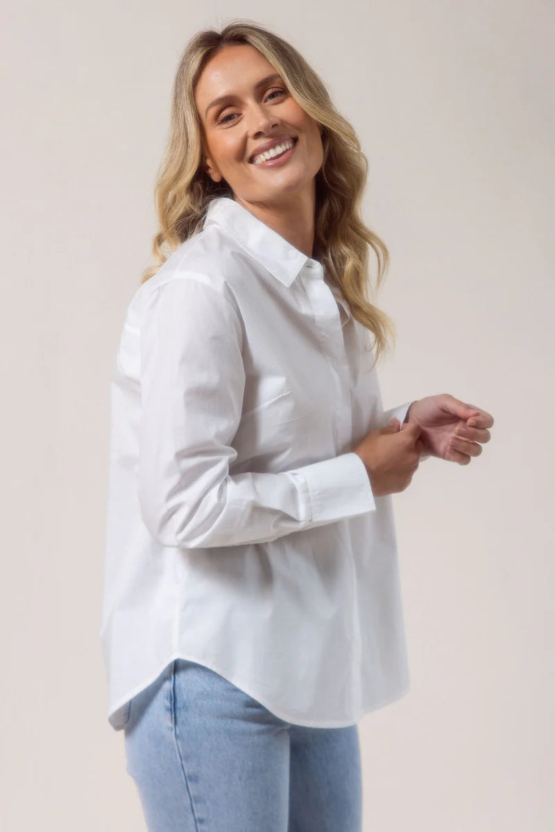 See Saw Cotton Classic Shirt - White - Sizes: 8 10 12 14 16 18