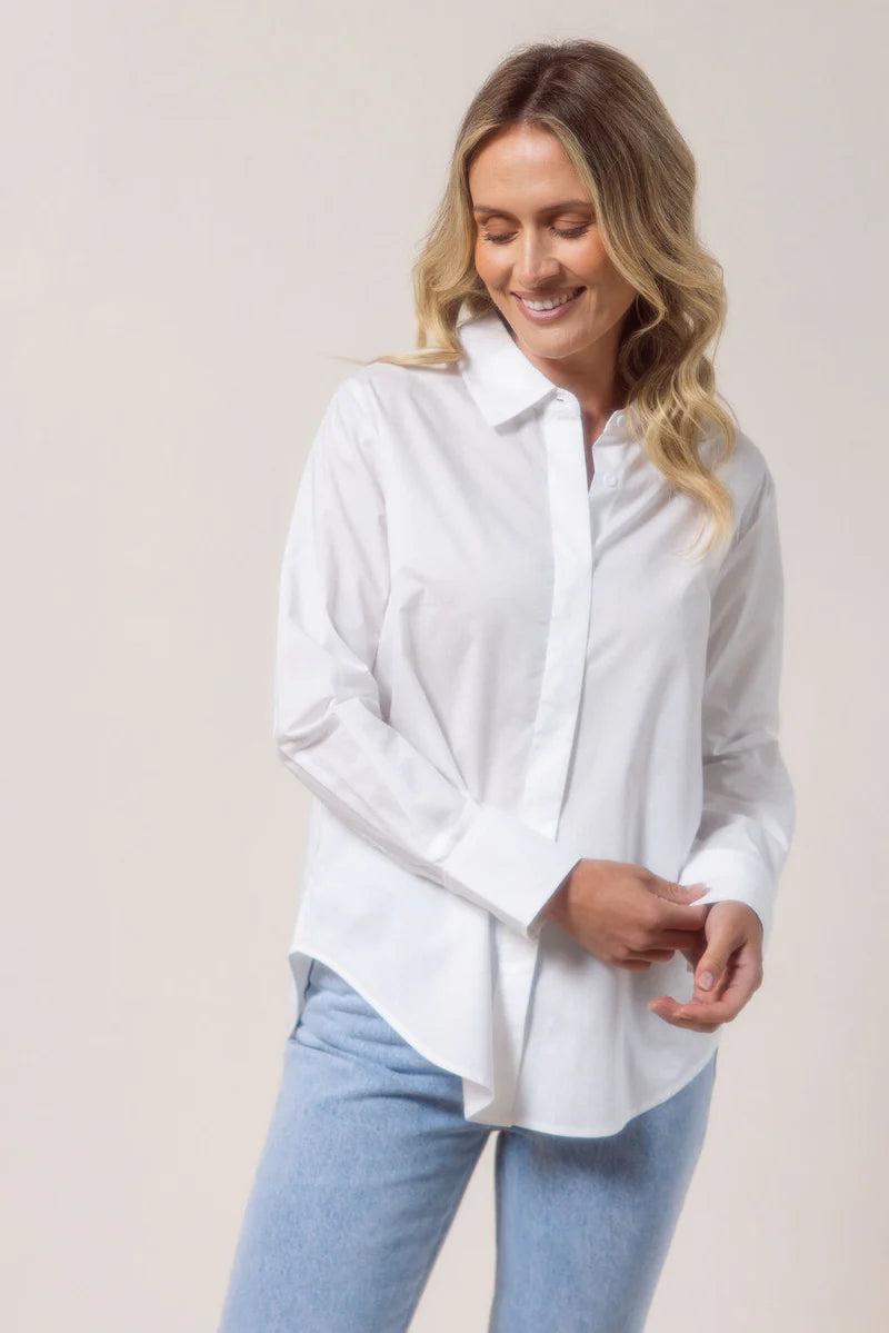 See Saw Cotton Classic Shirt - White - Sizes: 8 10 12 14 16 18