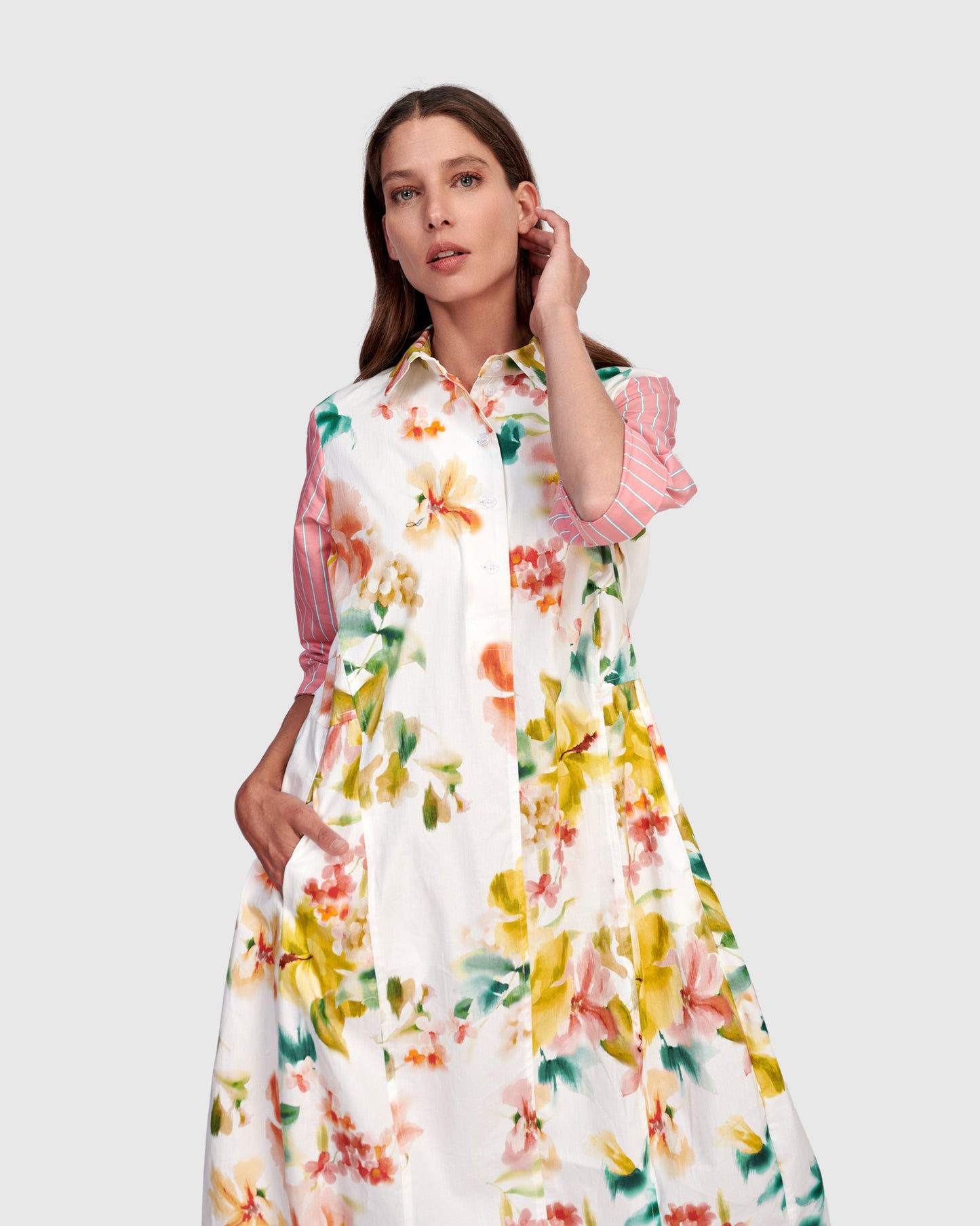 Alembika Shirtmaker Cocoon Dress - Garden Mix - Sizes: 10(1) 12(2) 14(3) 16(4)
