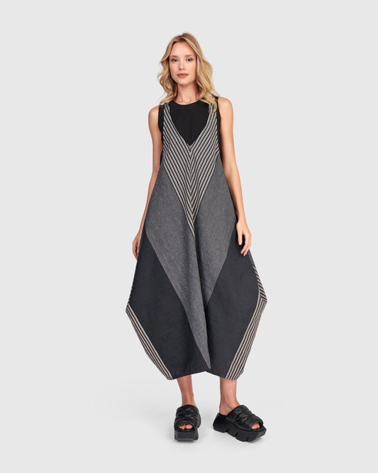 Urban by Alembika Roaming Sleeveless Dress - Slate Stripes - Sizes: 8(0)