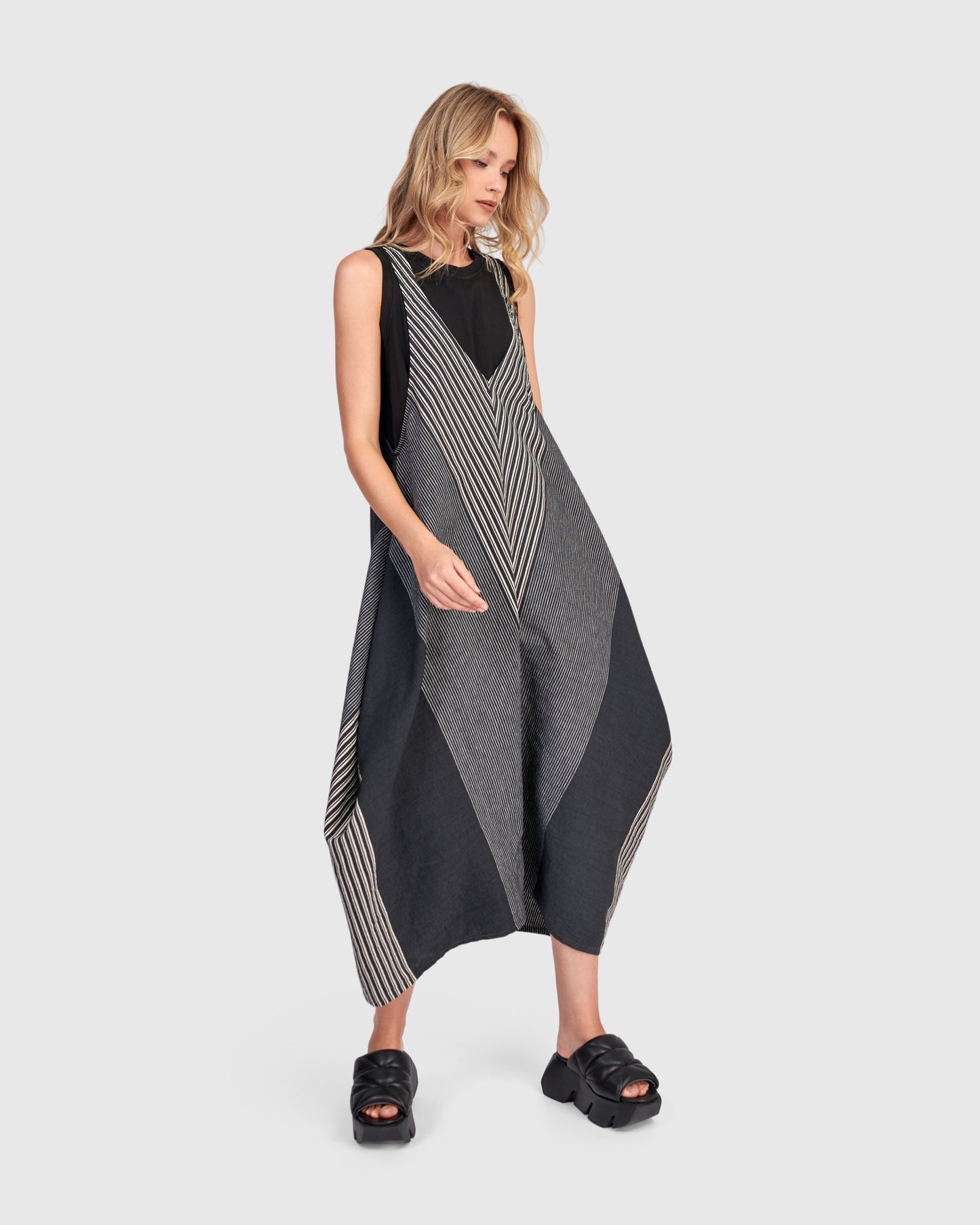 Urban by Alembika Roaming Sleeveless Dress - Slate Stripes - Sizes: 8(0)