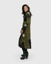 Load image into Gallery viewer, Alembika   Olive Patchwork Crinkle Velvet Maxi Dress  -  Size: 10