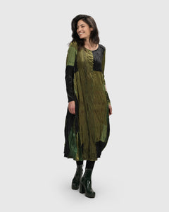 Alembika   Olive Patchwork Crinkle Velvet Maxi Dress  -  Size: 10