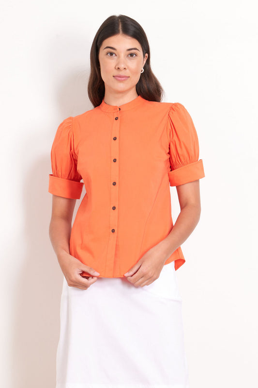 SALE  Foil   "On The Button Trapeze Shirt"    Orange  - Sizes:  8