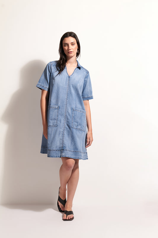 Foil   "Jean-ious Dress"    -   Blue Wash Denim    -    Size:  8