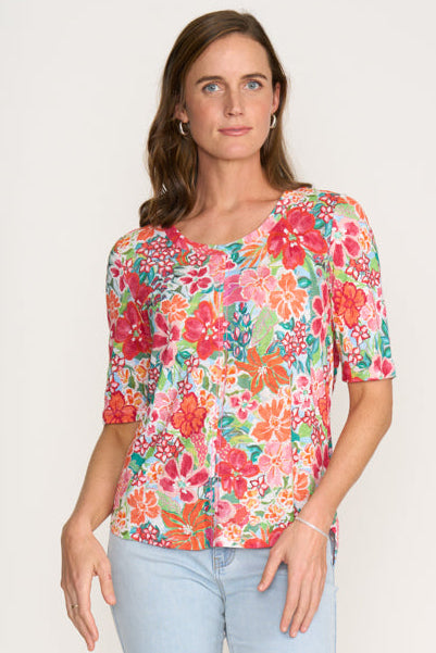 SALE  Foil "Leading Lady" Island Print Top - Sizes: XXL