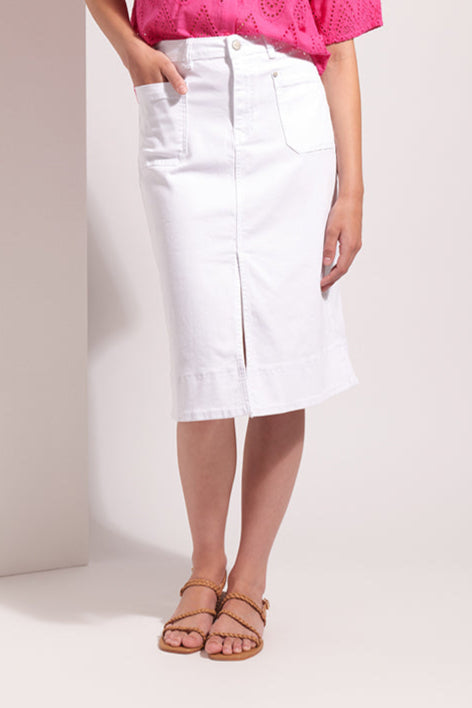 Foil    "Jean Queen Skirt"     White Denim    -   Sizes:   10 12