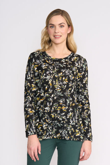 SALE  Foil Round Neck "Step It Up Top" - Leaf It Print - S M XL XXL