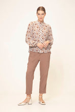 Load image into Gallery viewer, Verge  &quot;Fleeting Shirt&quot; Beige &amp; Orange Print High Neck Shirt - Sizes: S  M  L