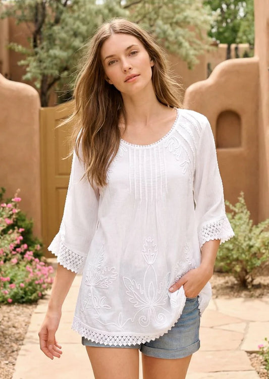 Gretty Zueger "Adara 3/4 Sleeve Cotton Tunic" - Sizes: M L XL