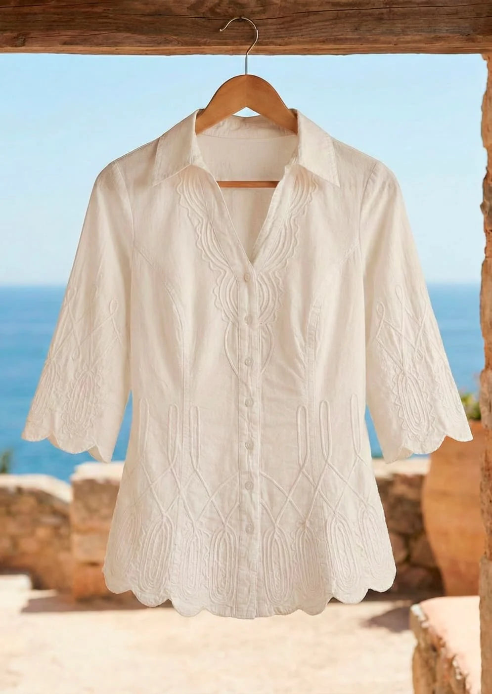 Gretty Zueger "Allie Cotton Blouse" - White - Sizes: S M XL